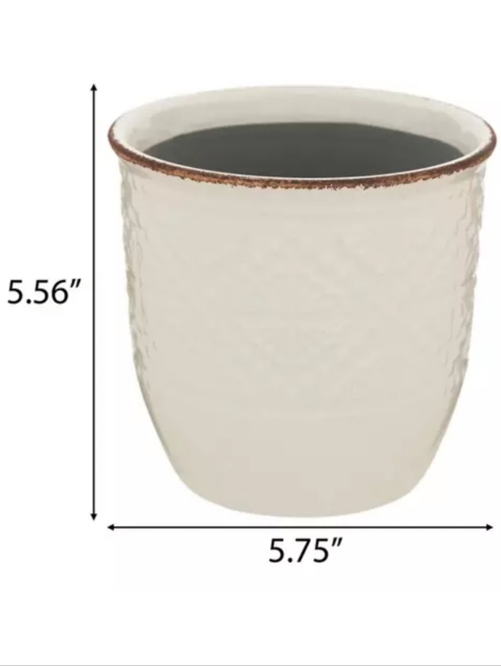 Ceramic Vase Cream Textured with Rustic Rim New - Picture 12 of 12